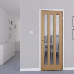 Vertical 3 Panel Glazed Oak Veneer Internal Door, (H)1981mm (W)686mm (T)35mm 9 Vertical 3 Panel Glazed Oak Veneer Internal Door, (H)1981mm (W)686mm (T)35mm -WoodDepot Shop vertical 3 panel glazed oak veneer internal door h 1981mm w 686mm t 35mm5059340236407 04c bq
