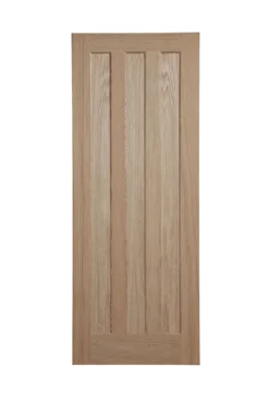Vertical 3 Panel Unglazed Oak Veneer Internal Door, (H)1981mm (W)610mm (T)35mm
