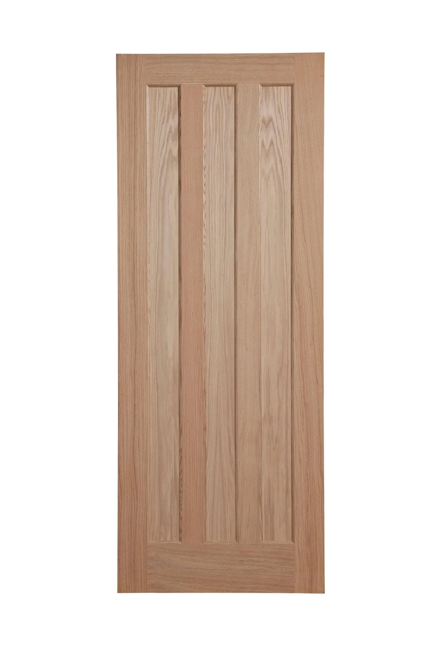 Vertical 3 Panel Unglazed Oak Veneer Internal Door, (H)1981mm (W)686mm (T)35mm 3 Vertical 3 Panel Unglazed Oak Veneer Internal Door, (H)1981mm (W)686mm (T)35mm
