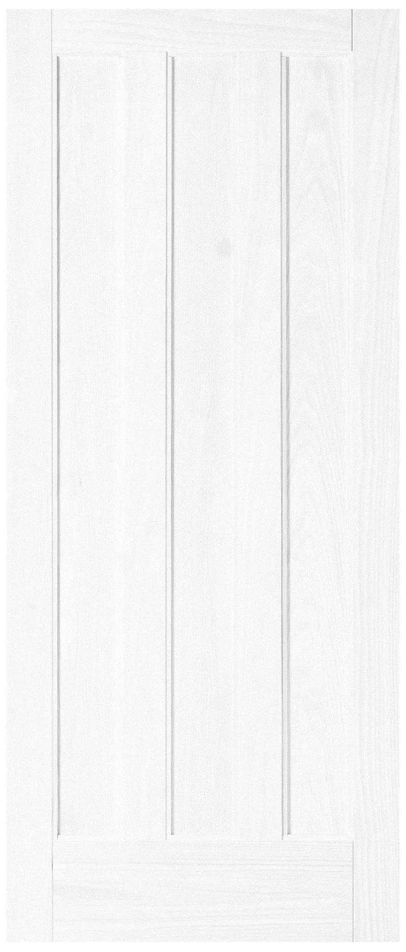 Vertical 3 Panel White Internal Door, (H)1981mm (W)838mm (T)35mm 3 Vertical 3 Panel White Internal Door, (H)1981mm (W)838mm (T)35mm