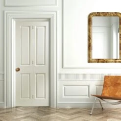 Victorian 4 Panel Primed White Woodgrain Effect Internal Bi-fold Door Set, (H)1950mm (W)750mm -WoodDepot Shop victorian 4 panel primed white woodgrain effect internal bi fold door set h 1950mm w 750mm03163603 04bq