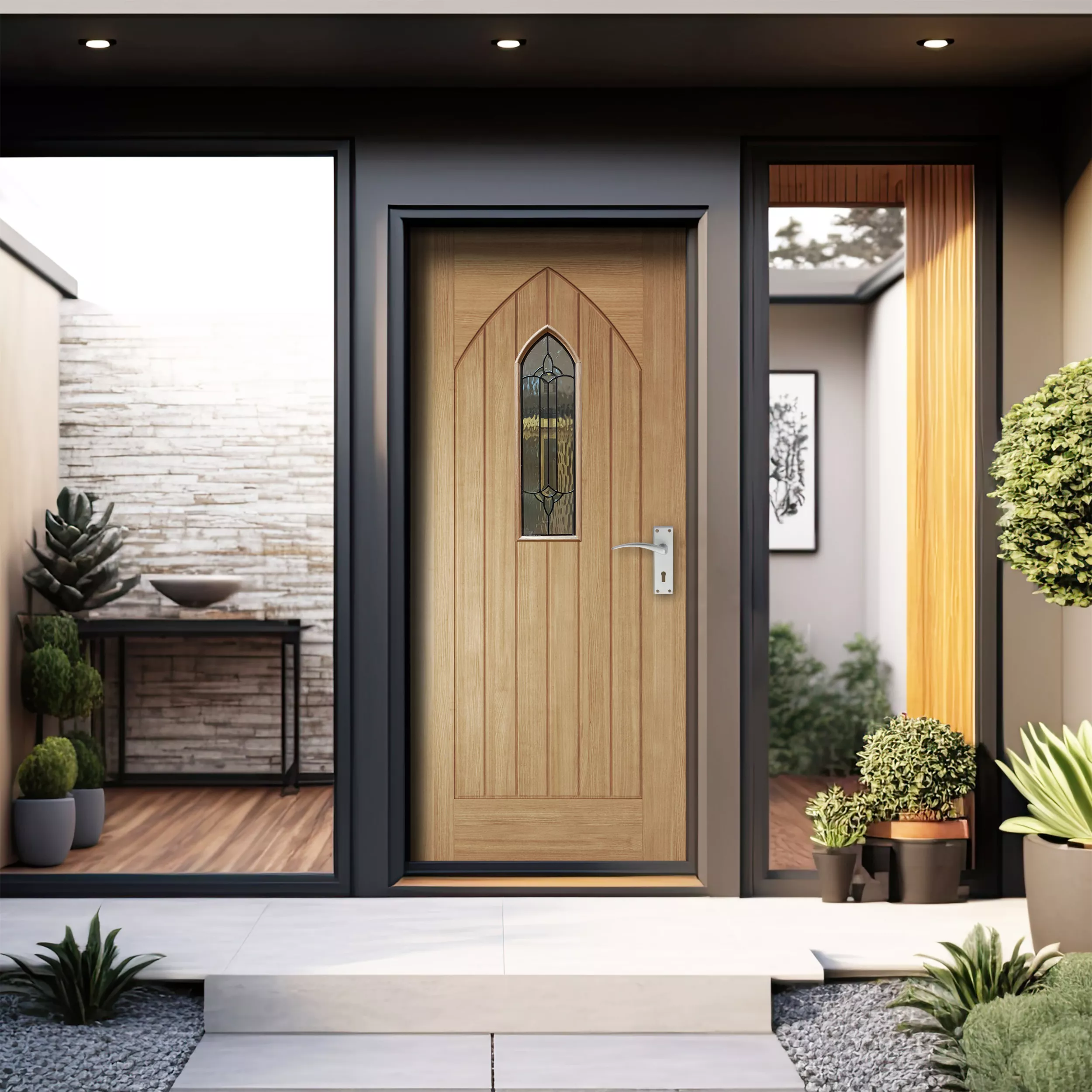 Westminster 6 Panel Leaded Timber White Oak Veneer Swinging External Front Door, (H)1981mm (W)838mm 4 Westminster 6 Panel Leaded Timber White Oak Veneer Swinging External Front Door, (H)1981mm (W)838mm - Image 2