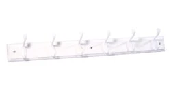 White 6 Hook Rail, (L)685mm (H)15mm