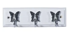 White Butterfly 3 Hook Rail, (L)220mm