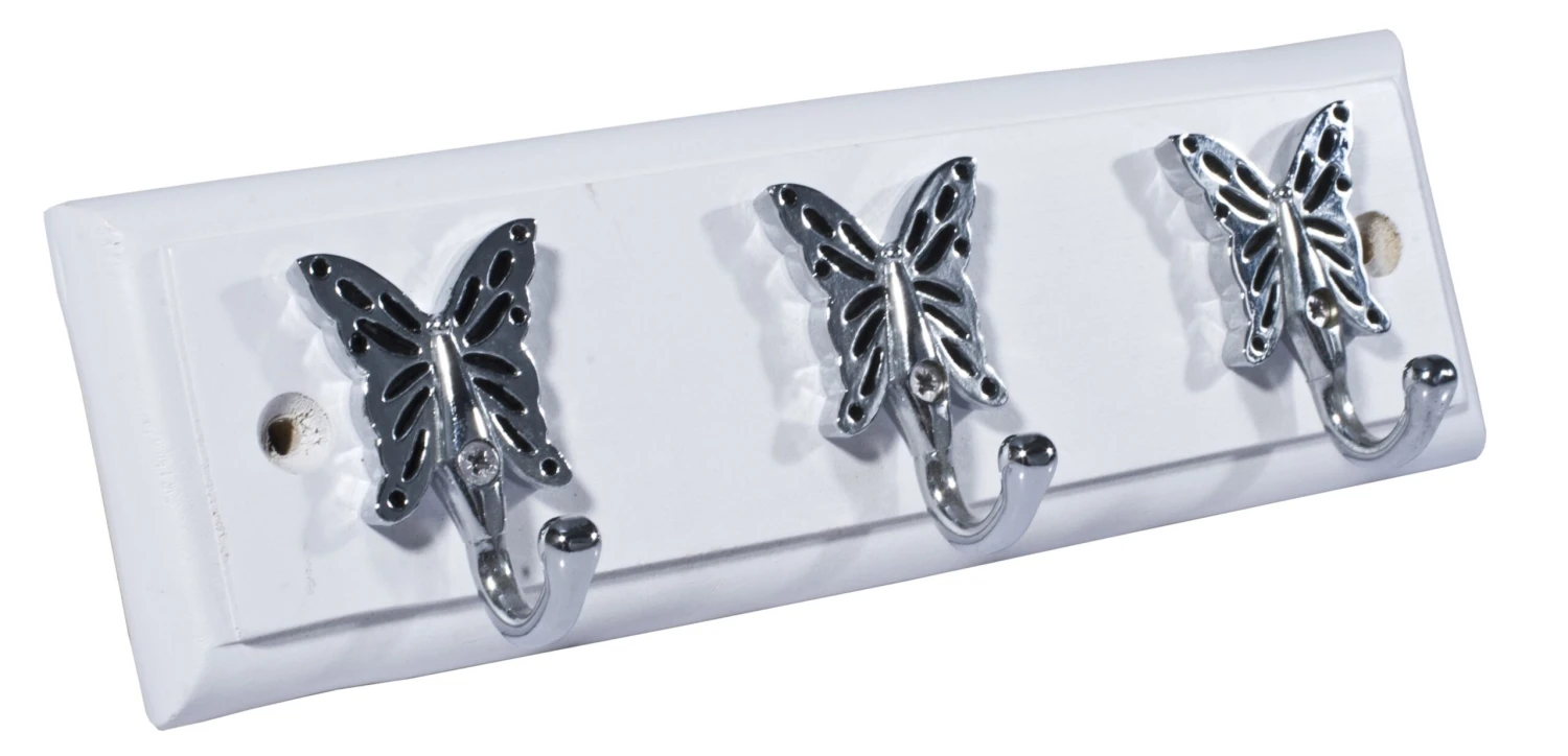 White Butterfly 3 Hook Rail, (L)220mm 4 White Butterfly 3 Hook Rail, (L)220mm - Image 2