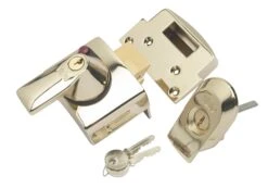 Yale Brass Effect Deadlock Night Latch, (H)90mm (W)90mm