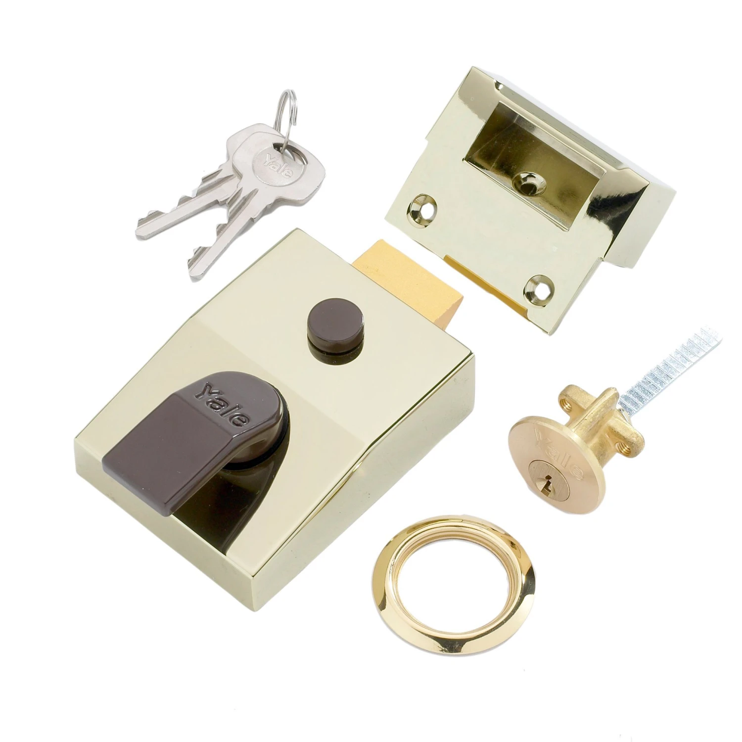 Yale Brass Effect LH & RH Deadlock Night Latch, (H)70mm (W)93mm 3 Yale Brass Effect LH & RH Deadlock Night Latch, (H)70mm (W)93mm