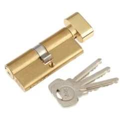 Yale Brass-plated Single Euro Thumbturn Cylinder Lock, (L)70mm (W)29mm