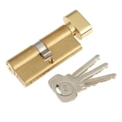 Yale Brass-plated Single Euro Thumbturn Cylinder Lock, (L)80mm (W)29mm