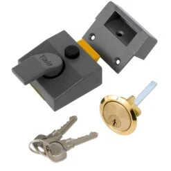Yale Grey Brass Effect LH & RH Deadlock Night Latch, (H)70mm (W)62mm