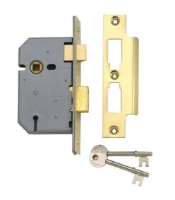 Yale PM320 3IN 76mm Brass Effect Metal 3 Lever Sashlock