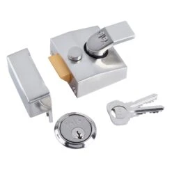 Yale Satin Chrome Effect Deadlock Night Latch, (H)70mm (W)80mm