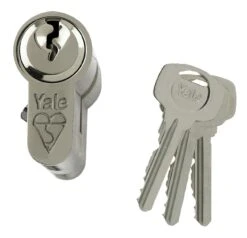 Yale Satin Nickel Effect Single Euro Cylinder Lock, (L)70mm (W)29mm