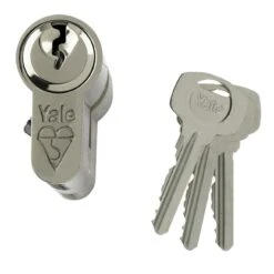 Yale Satin Nickel Effect Single Euro Cylinder Lock, (L)80mm (W)29mm