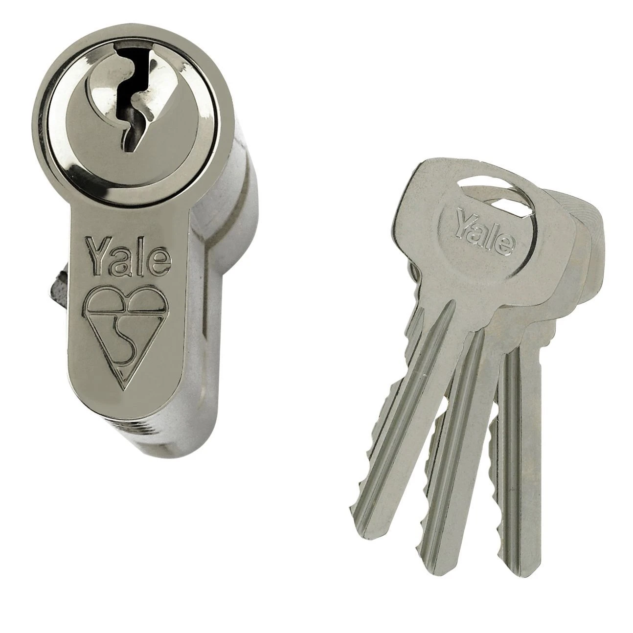 Yale Satin Nickel Effect Single Euro Cylinder Lock, (L)95mm (W)29mm 3 Yale Satin Nickel Effect Single Euro Cylinder Lock, (L)95mm (W)29mm