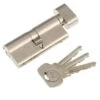 Yale Satin Nickel-plated Single Euro Thumbturn Cylinder Lock, (L)70mm (W)29mm