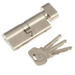 Yale Satin Nickel-plated Single Euro Thumbturn Cylinder Lock, (L)70mm (W)29mm
