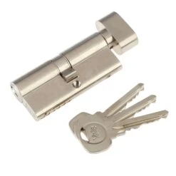 Yale Satin Nickel-plated Single Euro Thumbturn Cylinder Lock, (L)80mm (W)29mm