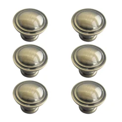 Zinc Alloy Antique Brass Effect Ring Furniture Knob (Dia)35mm, Pack Of 6