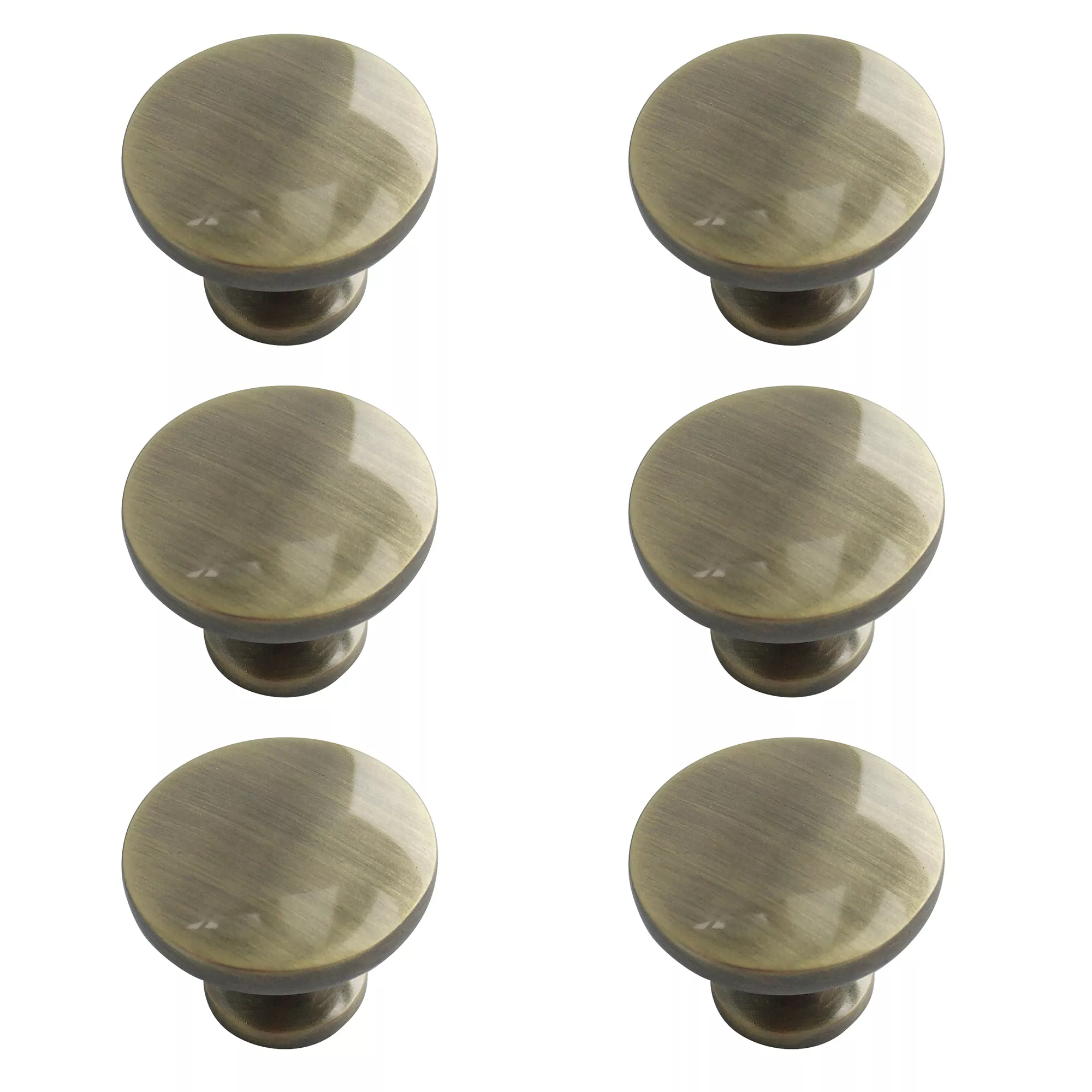 Zinc Alloy Antique Brass Effect Round Furniture Knob (Dia)30mm, Pack Of 6 3 Zinc Alloy Antique Brass Effect Round Furniture Knob (Dia)30mm, Pack Of 6