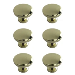 Zinc Alloy Brass Effect Round Furniture Knob (Dia)30mm, Pack Of 6