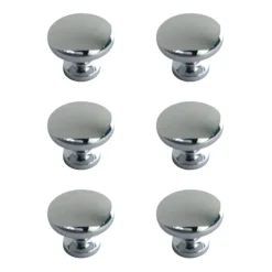 Zinc Alloy Chrome Effect Round Furniture Knob (Dia)30mm, Pack Of 6
