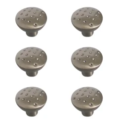 Zinc Alloy Nickel Effect Round Dimple Furniture Knob (Dia)27mm, Pack Of 6
