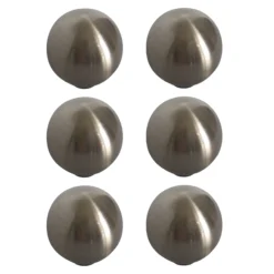 Zinc Alloy Nickel Effect Round Furniture Knob (Dia)32mm, Pack Of 6
