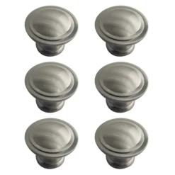 Zinc Alloy Nickel Effect Round Furniture Knob (Dia)35mm, Pack Of 6