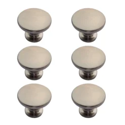Zinc Alloy Nickel Effect Round Furniture Knob (Dia)38mm, Pack Of 6